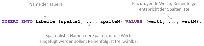 Abbildung: Schema eines INSERT-Statements