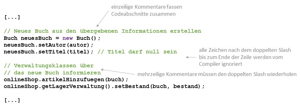 Einzeilige Kommentare