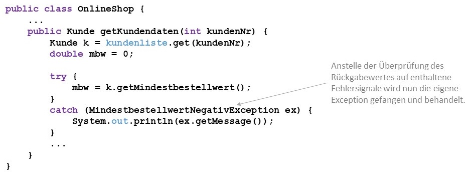 Fangen einer eigenen Exception