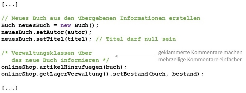 Geklammerte Kommentare