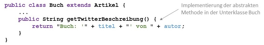 Implementierung einer abstrakten Methode in Java