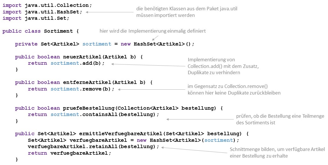 Anwendungsbeispiel Set Teil 1