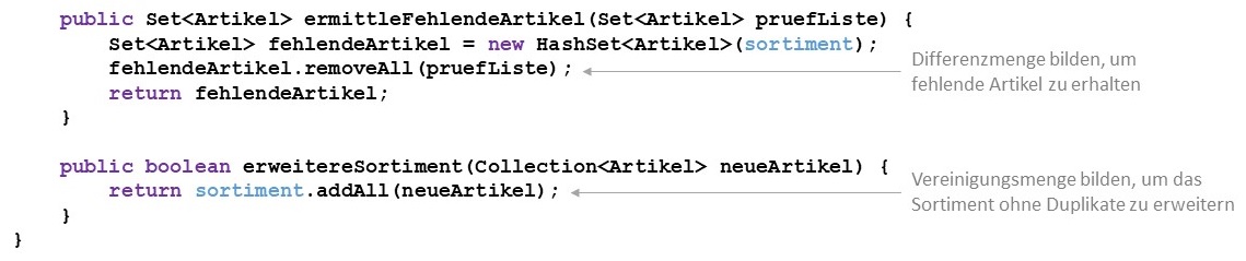 Anwendungsbeispiel Set Teil 2
