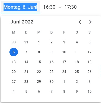 Abbildung: Komplexe Komponenten (z.B. ein Kalender) ermöglichen mehr Komfort