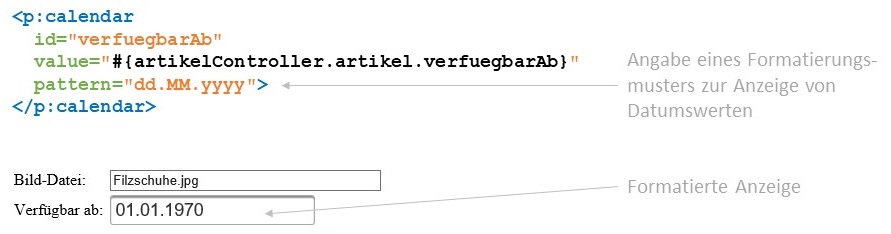 Abbildung: Formatierung von Datumsangaben mittels datePattern